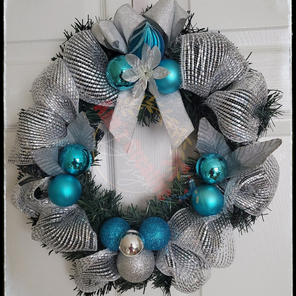 Blue and Silver Christmas Wreath